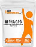 BulkSupplements envase frontal del Alpha GPC mostrando presentación y beneficio de dosificación flexible