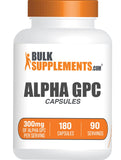 BulkSupplements frasco frontal mostrando etiqueta y cantidad 180 cápsulas