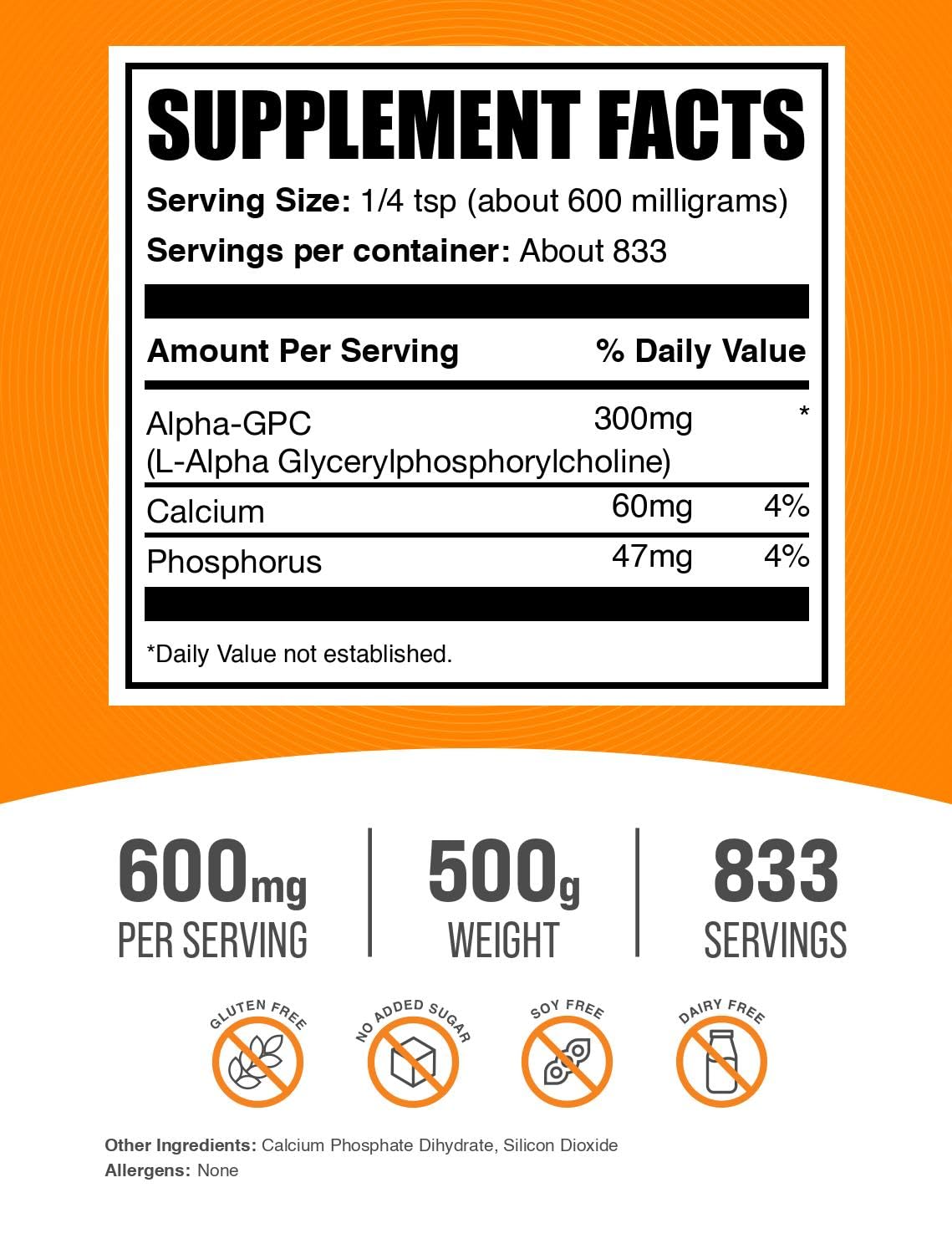 BulkSupplements textura del polvo Alpha GPC en primer plano para mezcla fácil y sin sabor