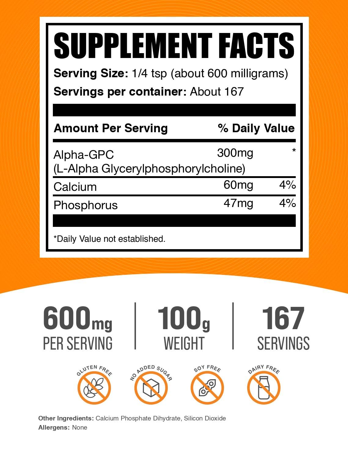 BulkSupplements polvo Alpha GPC en primer plano destacando textura fina y pureza
