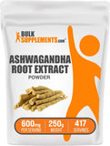 BulkSupplements envase frontal de ashwagandha mostrando presentación y beneficio de pureza