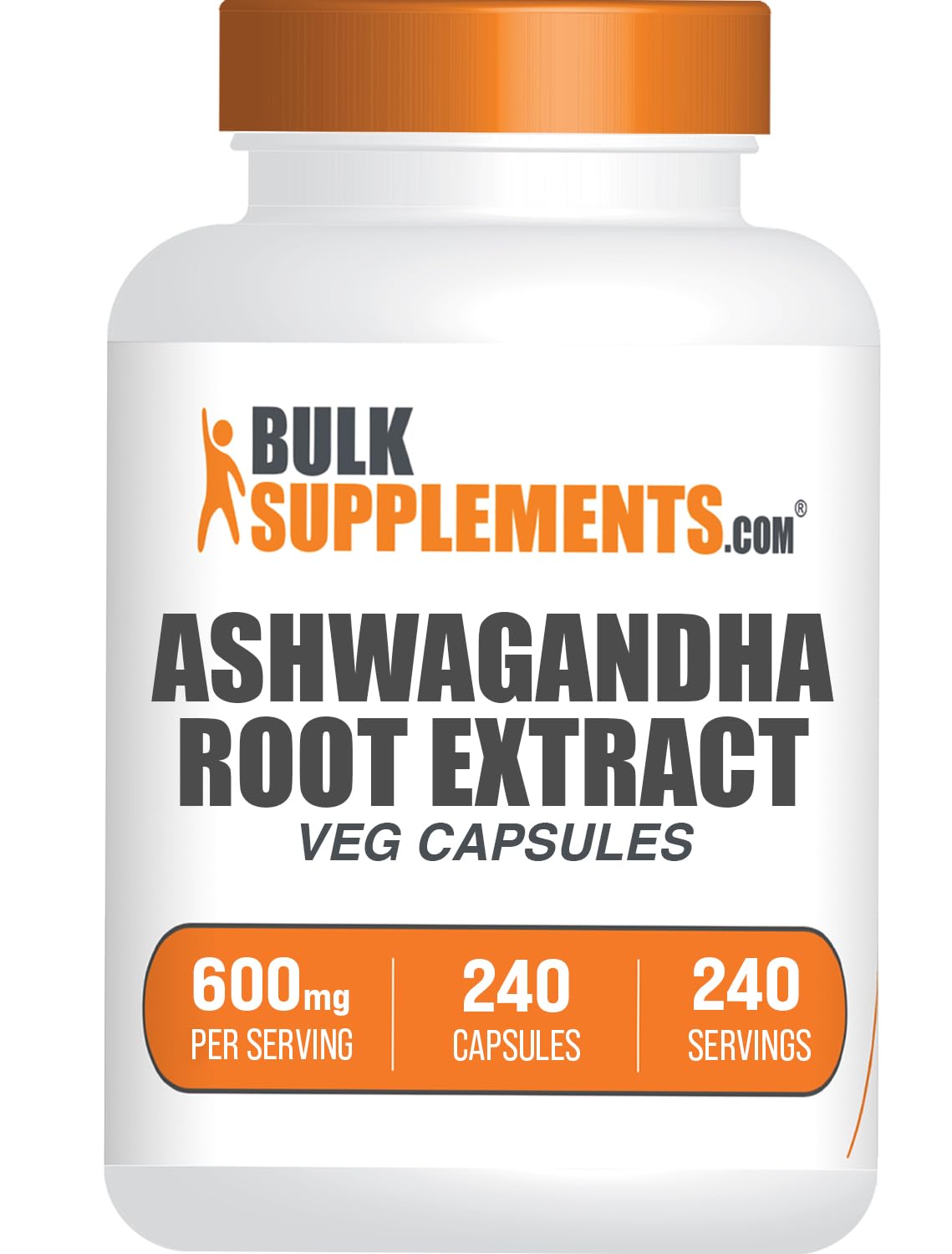 BulkSupplements vista frontal del envase que muestra etiqueta y dosis claramente
