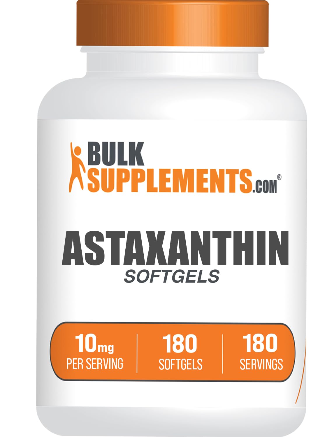 BulkSupplements presentación frontal del envase con 180 softgels y beneficios organizados