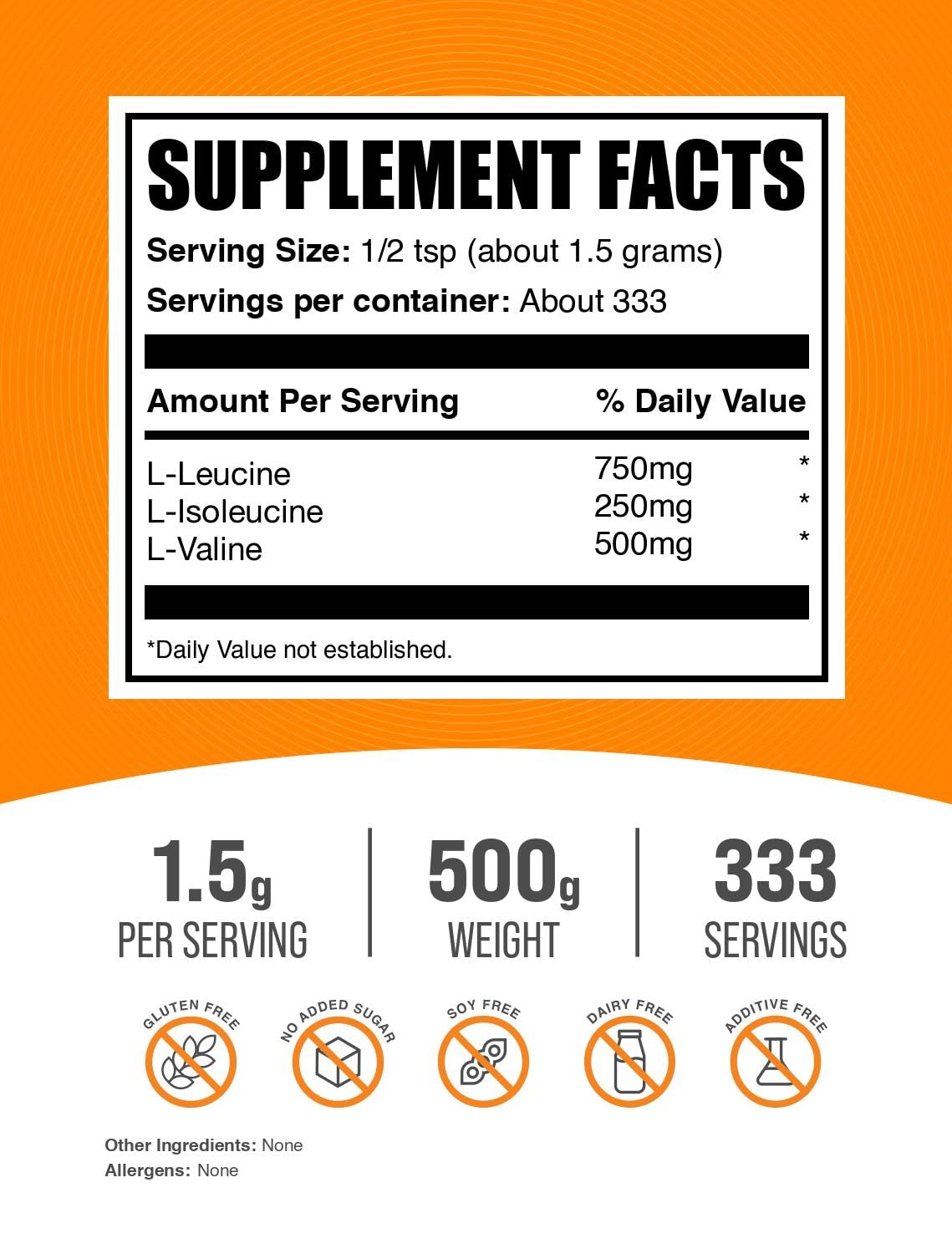 BulkSupplements polvo BCAA textura fina sin sabor, fácil de mezclar