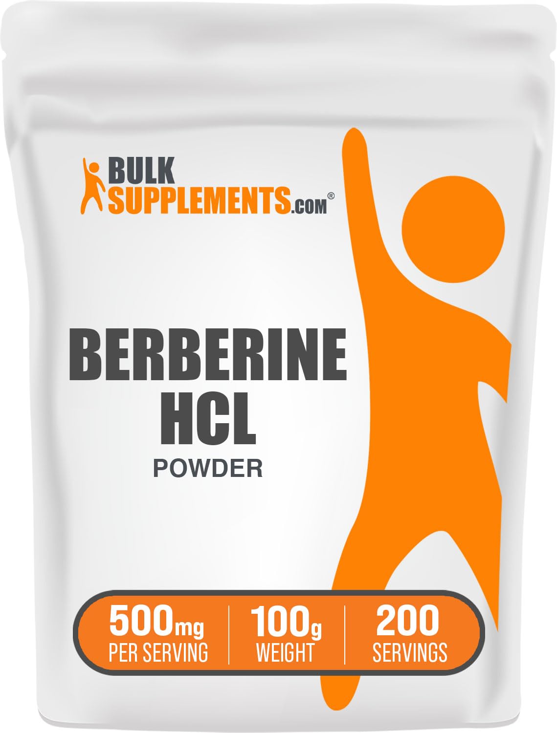 BulkSupplements envase frontal del Berberine HCl en polvo, presentación clara y práctica