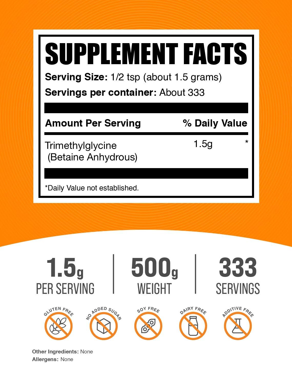 BulkSupplements textura en polvo fino de TMG para mezcla rápida y sin grumos