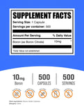 BulkSupplements primer plano de cápsula de boron citrate mostrando textura y tamaño