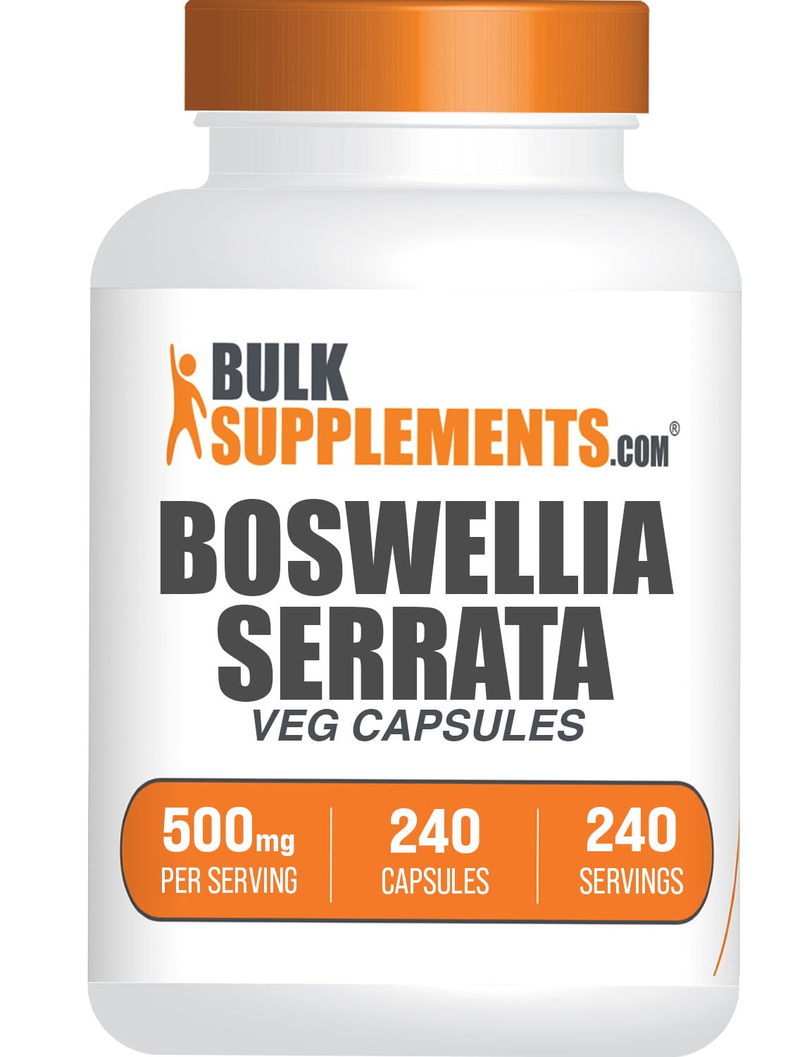 BulkSupplements envase frontal de Boswellia Serrata mostrando cantidad y formato