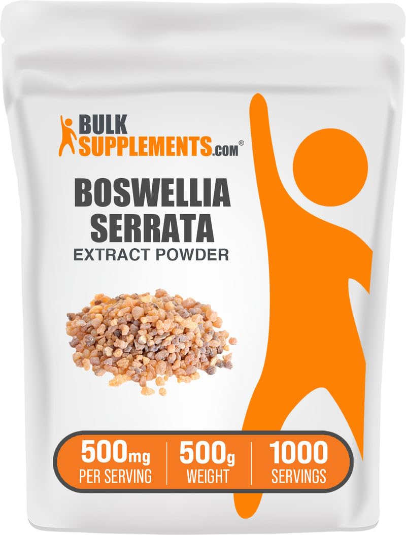 BulkSupplements envase frontal de Boswellia Serrata con detalle de peso y formato