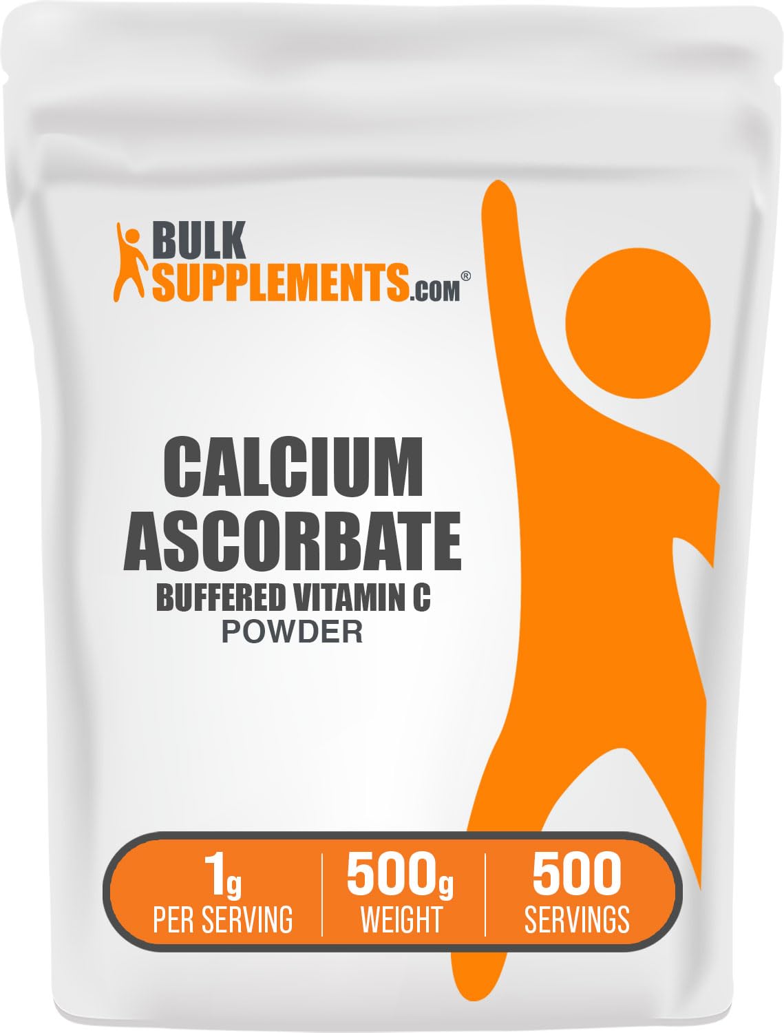 BulkSupplements envase frontal que muestra Calcium Ascorbate y beneficios de pureza