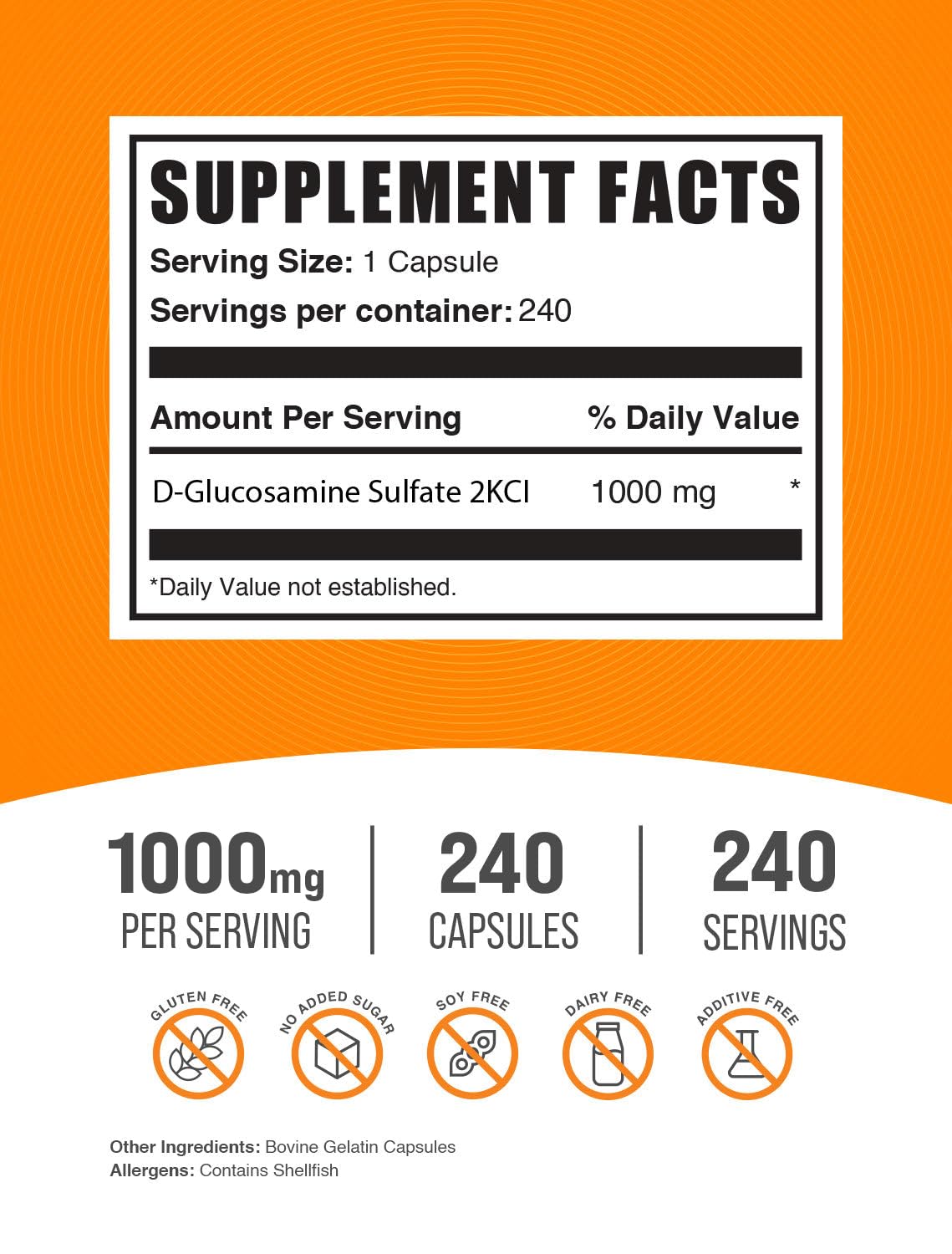 BulkSupplements cápsula en mano destacando la dosis de 1000 mg y portabilidad