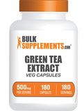 BulkSupplements frontal del envase de Green Tea Extract 500mg mostrando etiqueta