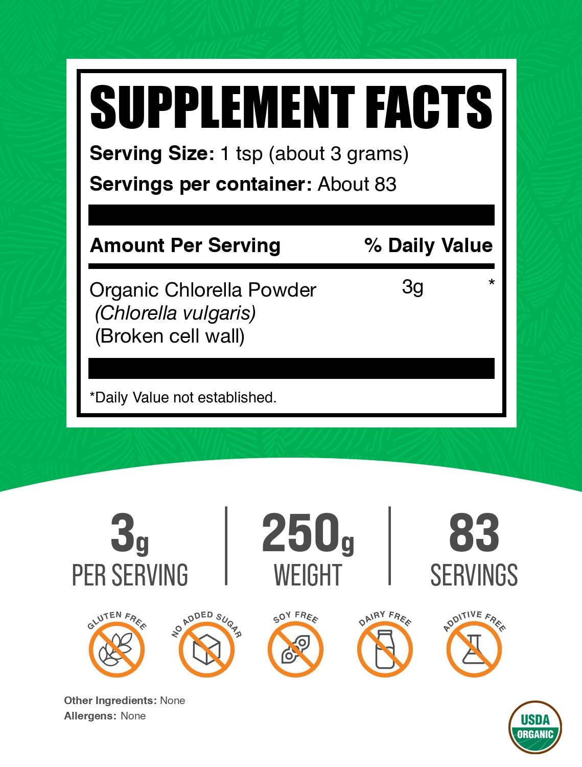 BulkSupplements textura del polvo de chlorella fina y fácil de mezclar