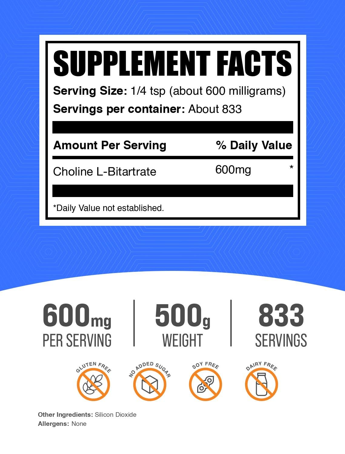BulkSupplements textura del polvo de choline bitartrate mostrando finura y fácil disolución