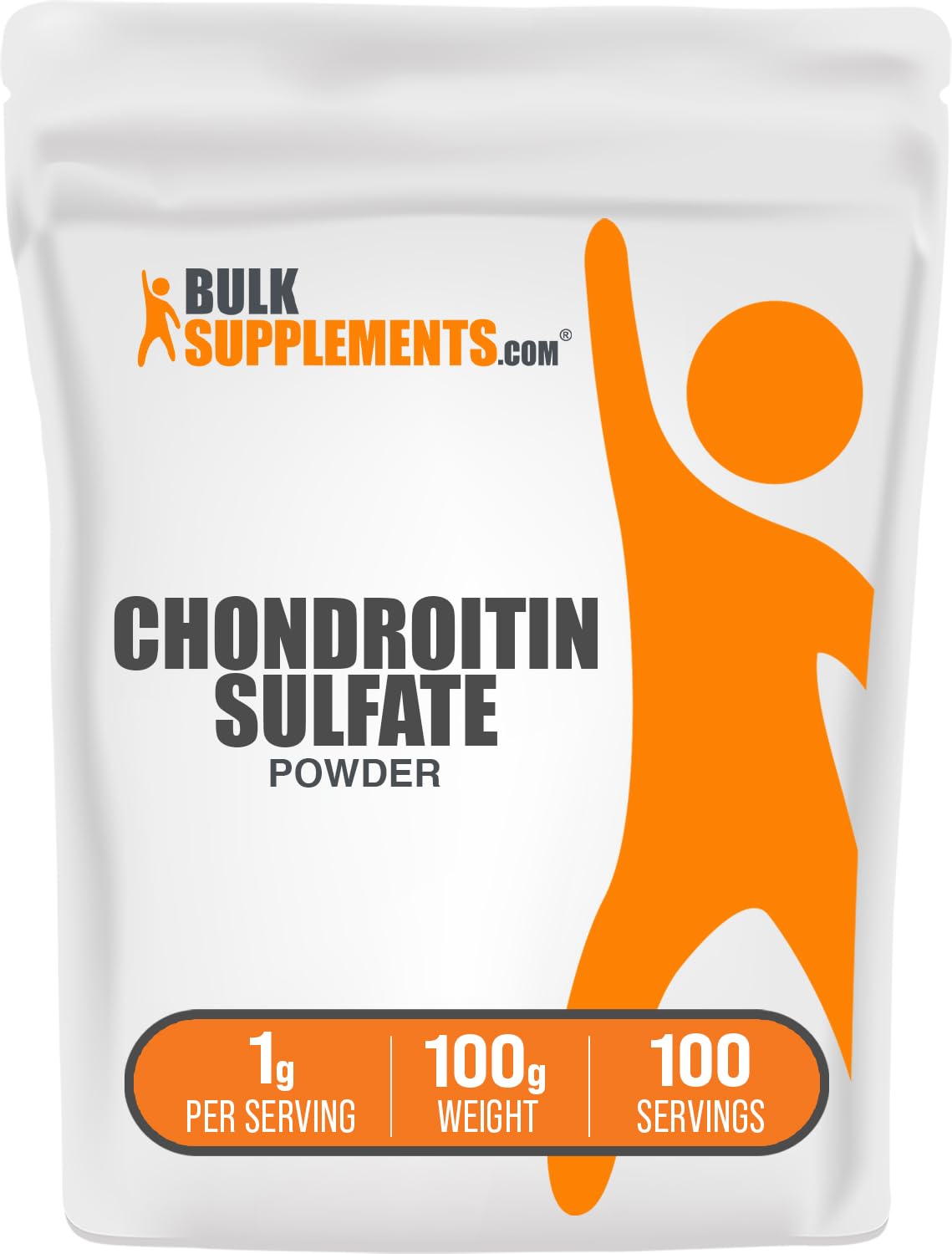 BulkSupplements frasco frontal del polvo de chondroitin para soporte articular