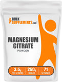 BulkSupplements envase frontal de Magnesium Citrate Powder, formato claro y práctico