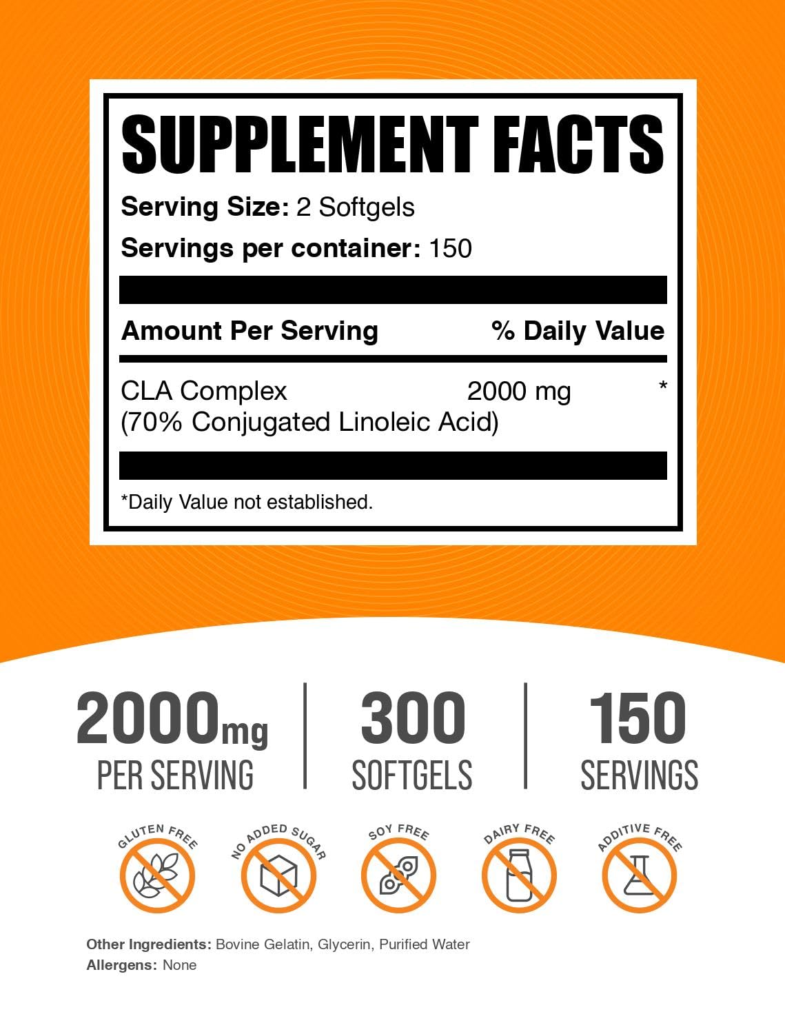 BulkSupplements primer plano de softgel CLA destacando forma y fácil ingestión