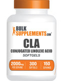 BulkSupplements envase frontal de CLA 300 softgels mostrando el etiquetado y beneficios