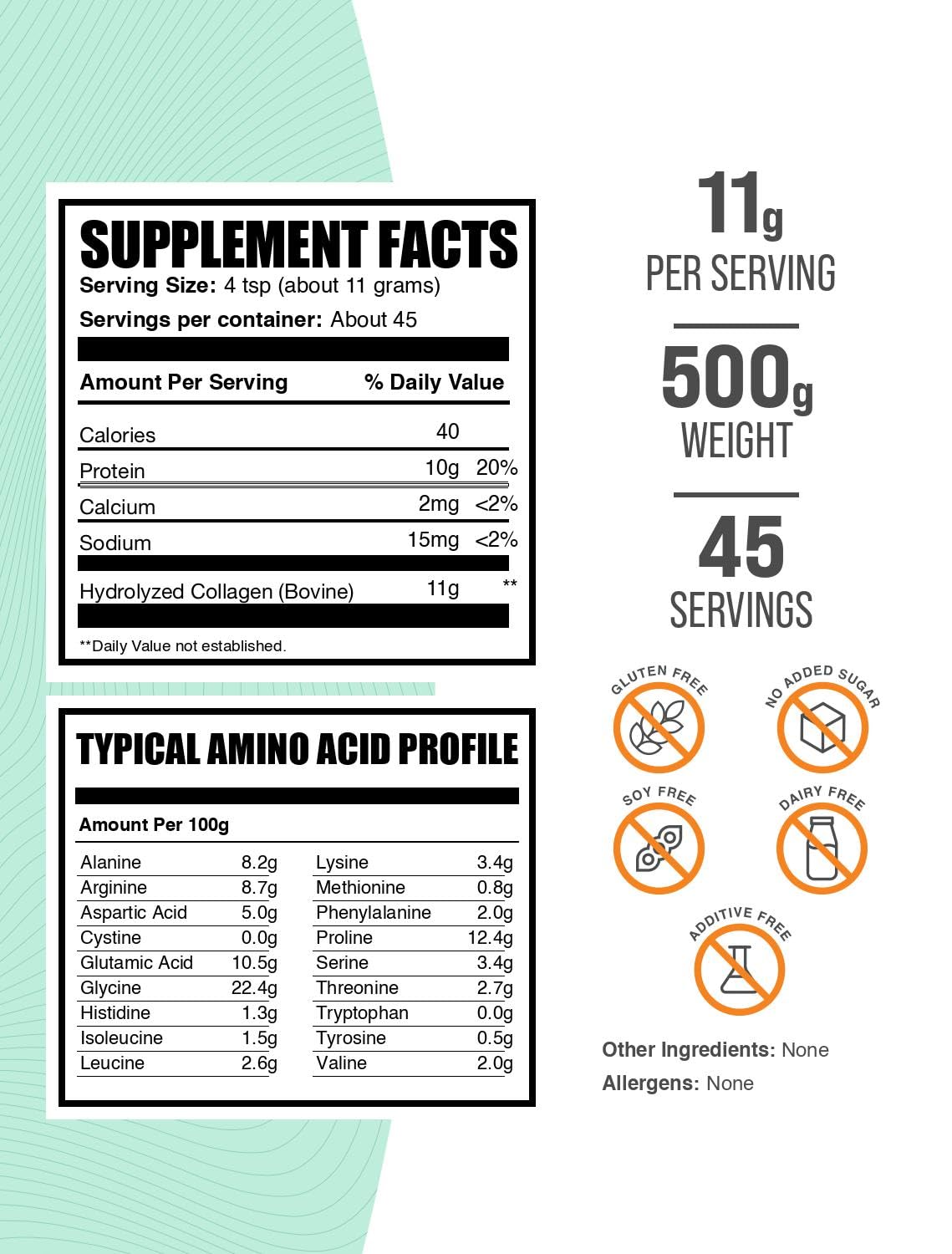 BulkSupplements primer plano del polvo de colágeno mostrando textura fina y fácil disolución
