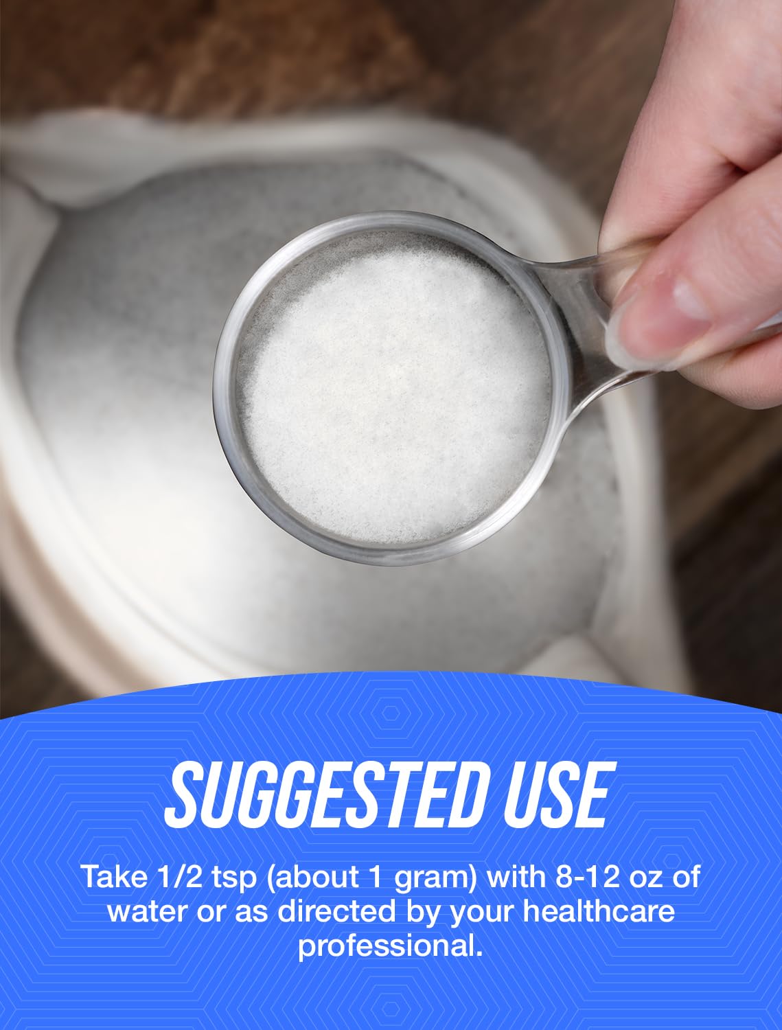 BulkSupplements comparación de tamaño 500 g, visualiza cantidad y ahorro