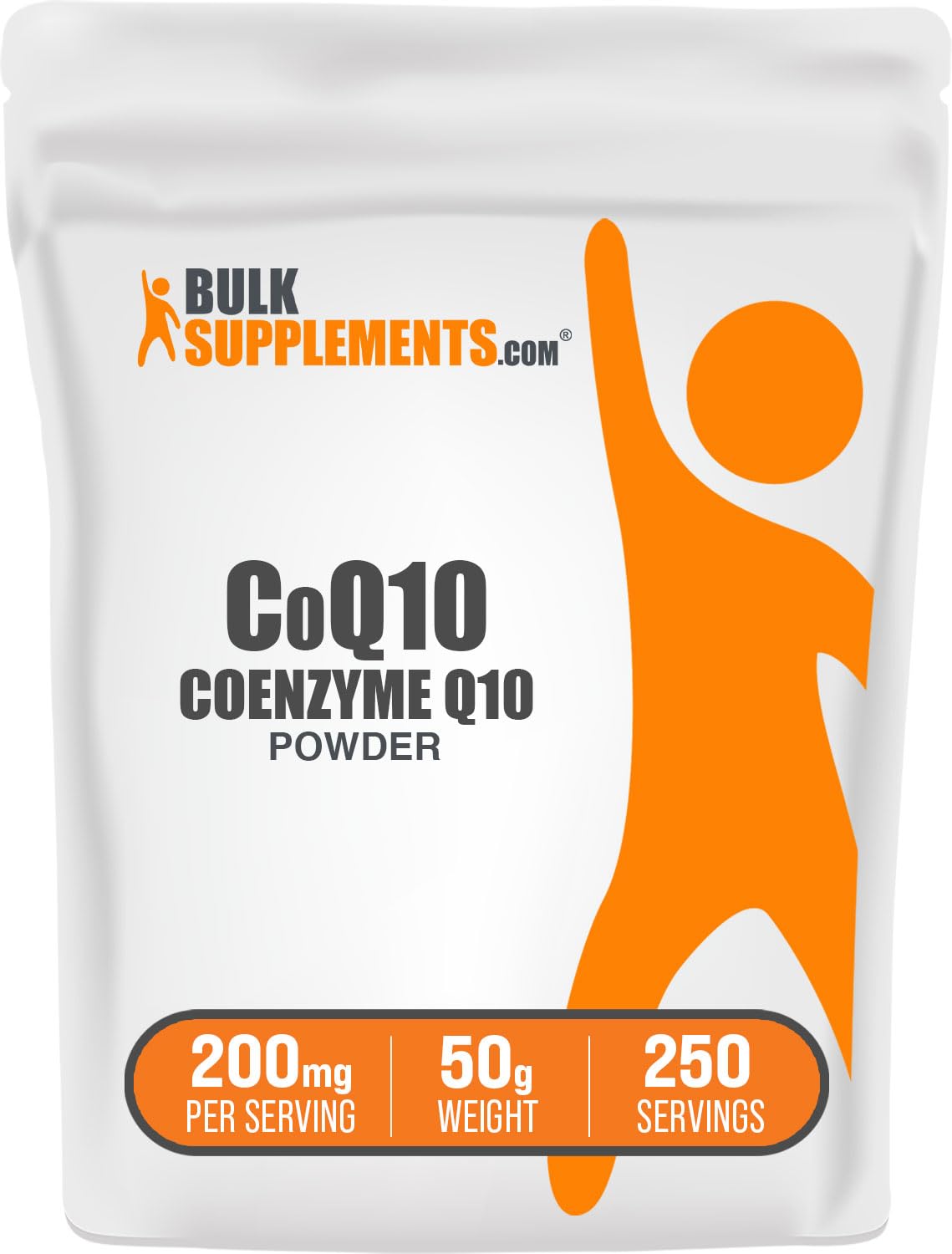BulkSupplements envase frontal de CoQ10 mostrando presentación clara y confianza