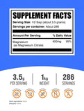 BulkSupplements cuchara medidora con citrato de magnesio indicando dosis precisa