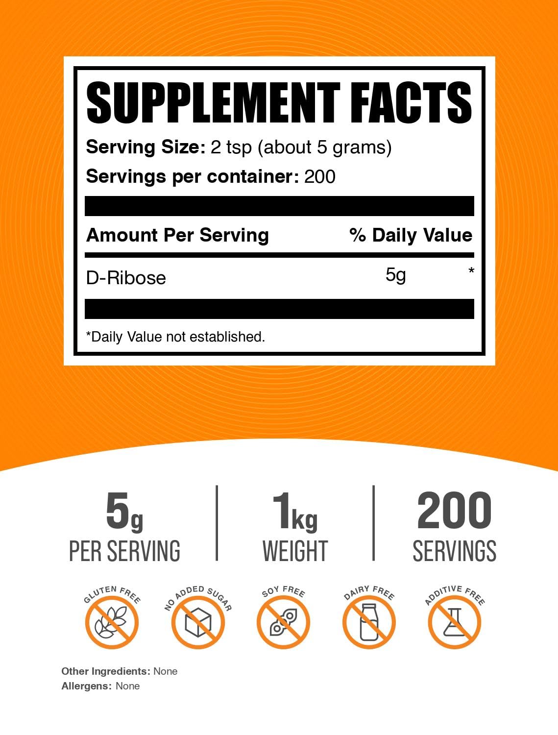 BulkSupplements textura del polvo de D-Ribosa en primer plano, aspecto fino y soluble