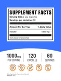 BulkSupplements primer plano de una cápsula de Inositol destacando fácil ingestión