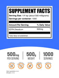 BulkSupplements primer plano del polvo de EDTA indicando textura fina y facilidad de disolución