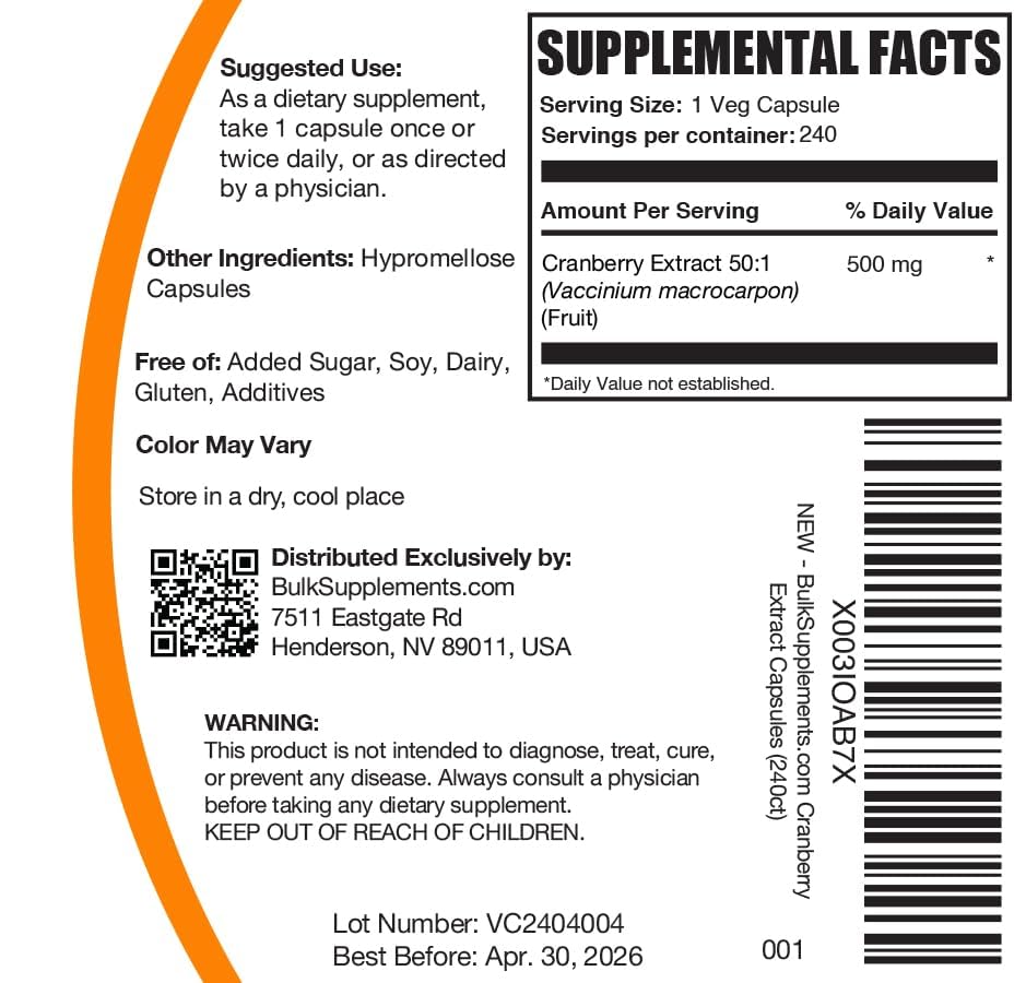 BulkSupplements etiqueta nutricional en detalle, información transparente