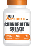 BulkSupplements frasco de Chondroitin Sulfate 1000 mg mostrando el frente y beneficio de dosificación clara