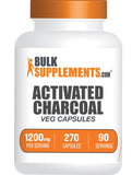 BulkSupplements frasco frontal de cápsulas de carbón activado, visual claro del producto