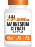 BulkSupplements frasco frontal de Magnesium Citrate 400mg, visión clara del envase