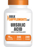 BulkSupplements frasco frontal de Ursolic Acid 240 cápsulas, presentación clara