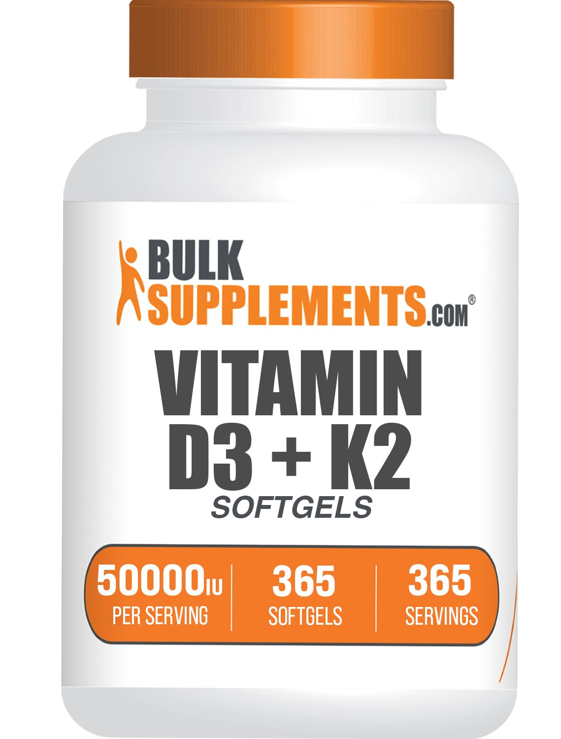 BulkSupplements frasco frontal del producto mostrando etiqueta y cantidad, aporta conveniencia
