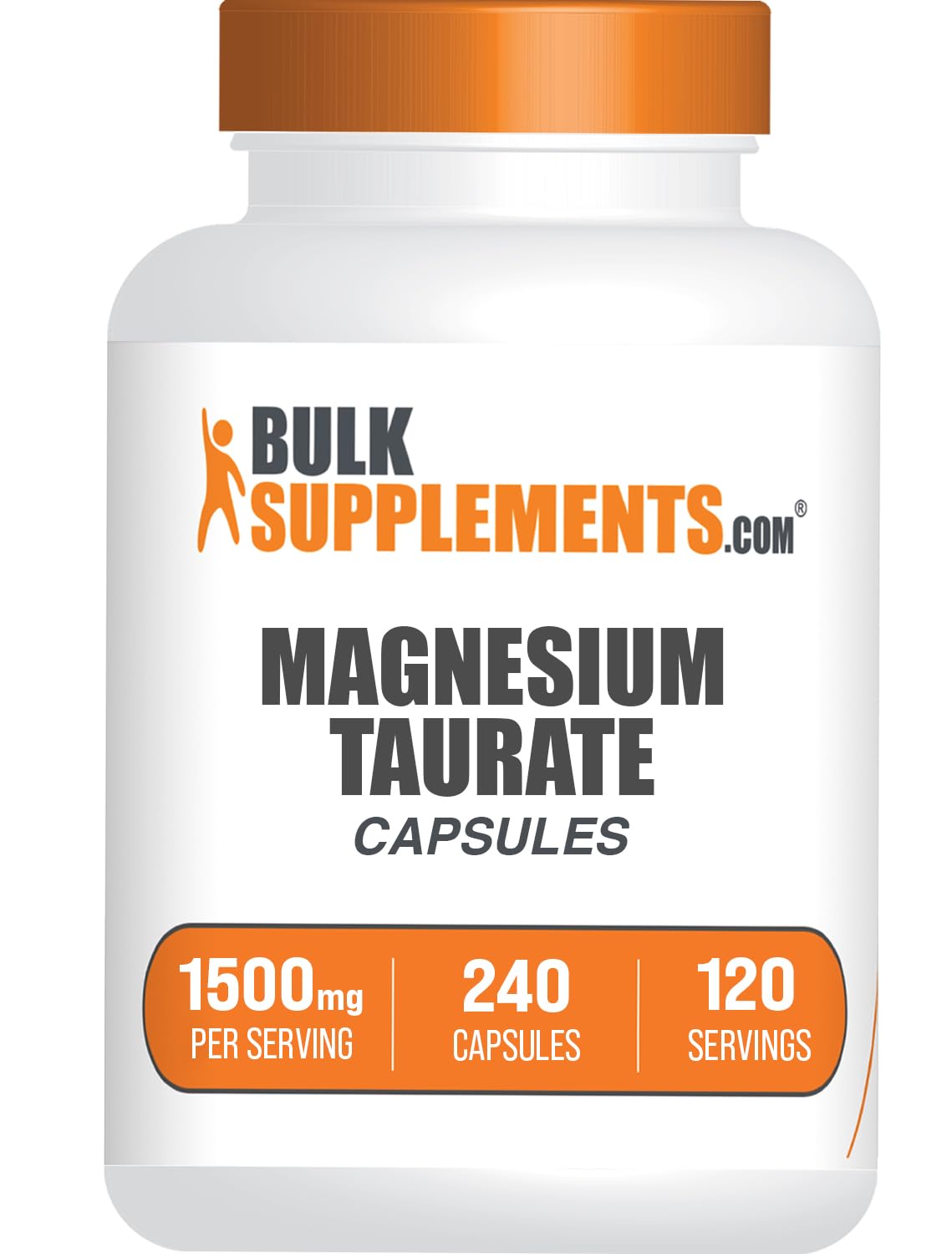 BulkSupplements frasco frontal del producto mostrando 240 cápsulas y beneficios del envase