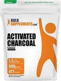 BulkSupplements envase frontal de carbón activado; presentación clara y protegida