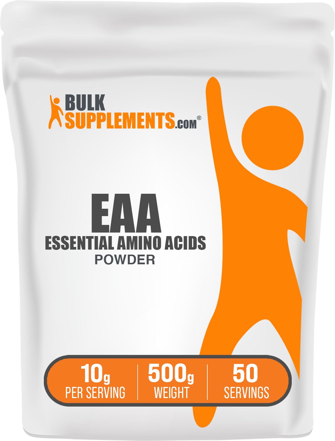 BulkSupplements envase frontal 500 g mostrando etiqueta clara y beneficios