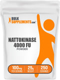 BulkSupplements paquete frontal de nattokinase mostrando etiqueta y tamaño