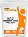 BulkSupplements envase frontal mostrando NAD en polvo y claridad de la marca
