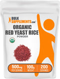 BulkSupplements envase frontal de arroz rojo orgánico mostrando peso y marca