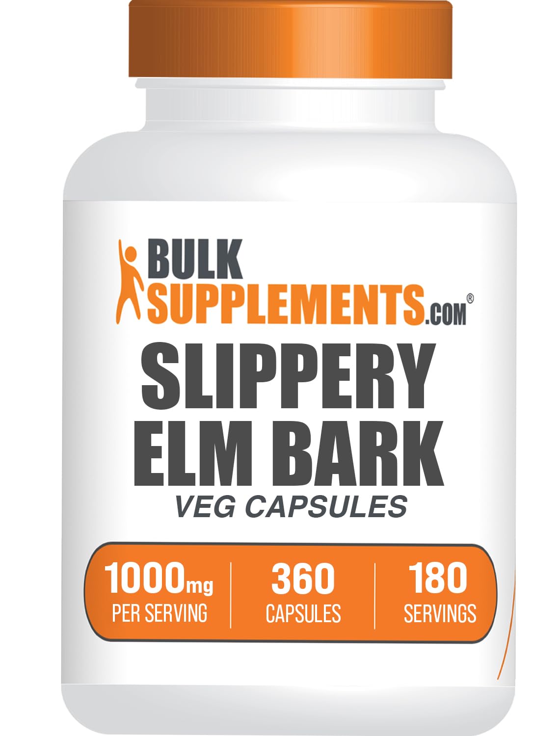 BulkSupplements frasco frontal mostrando 360 cápsulas y duración prolongada