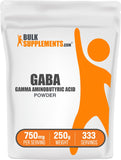 BulkSupplements envase frontal de GABA en polvo, presentación clara y confianza