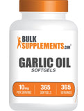 BulkSupplements envase frontal de Garlic Oil con información clara y cantidad
