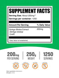 BulkSupplements textura del polvo de Ginkgo Biloba en primera plana para apreciar finura