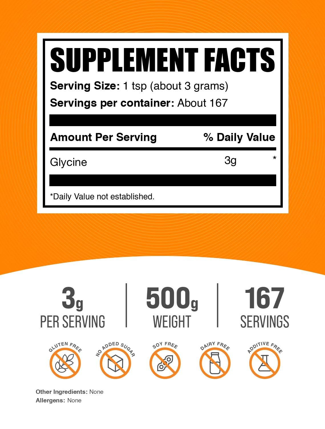 BulkSupplements textura de polvo de glicina en primer plano, mezcla rápida