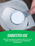 BulkSupplements bolsa junto a cuchara para comparar tamaño y porción práctica