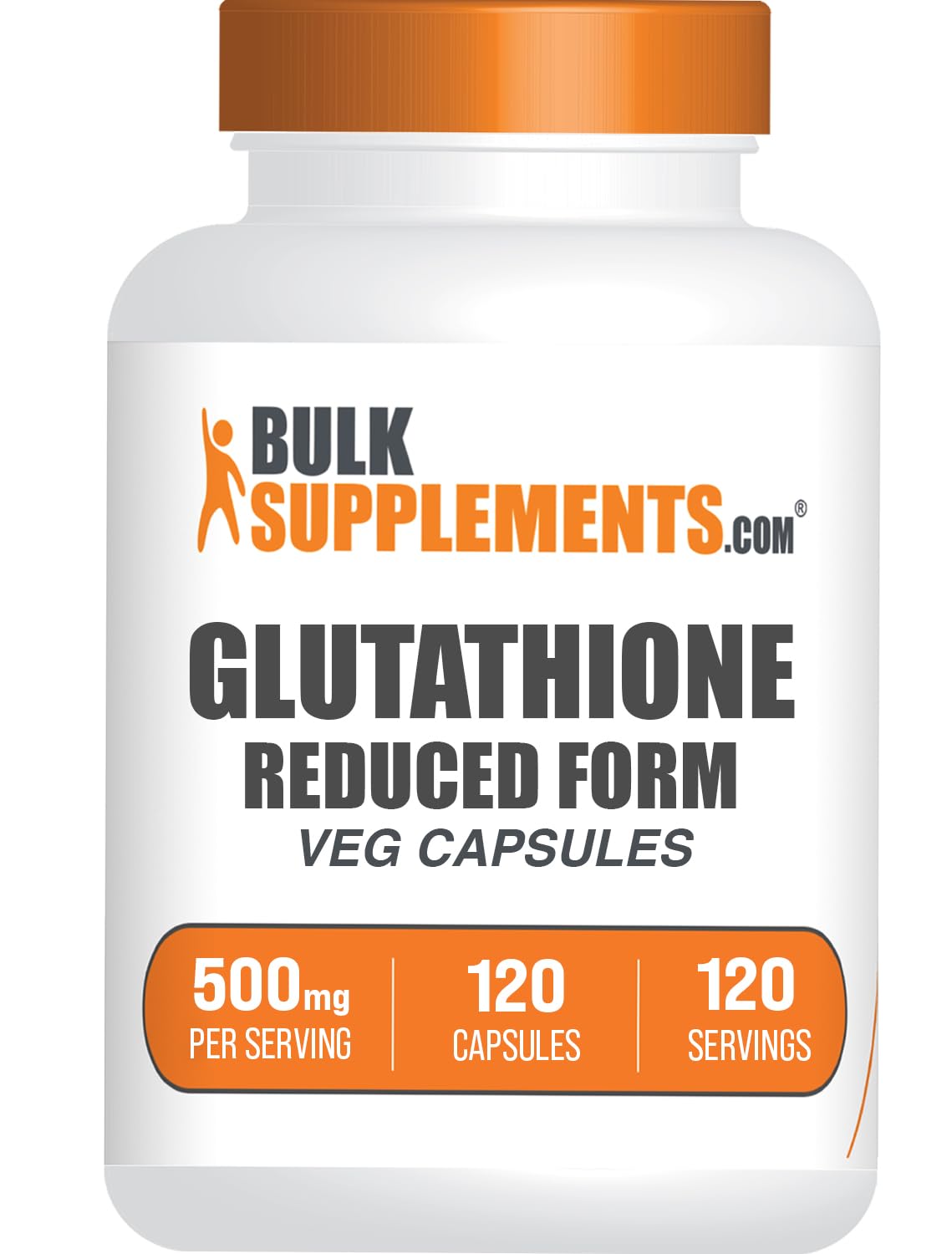 BulkSupplements envase frontal de Glutathione Reduced 500 mg mostrando presentación clara