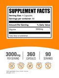 BulkSupplements primer plano de cápsulas de Glycine mostrando textura y pureza