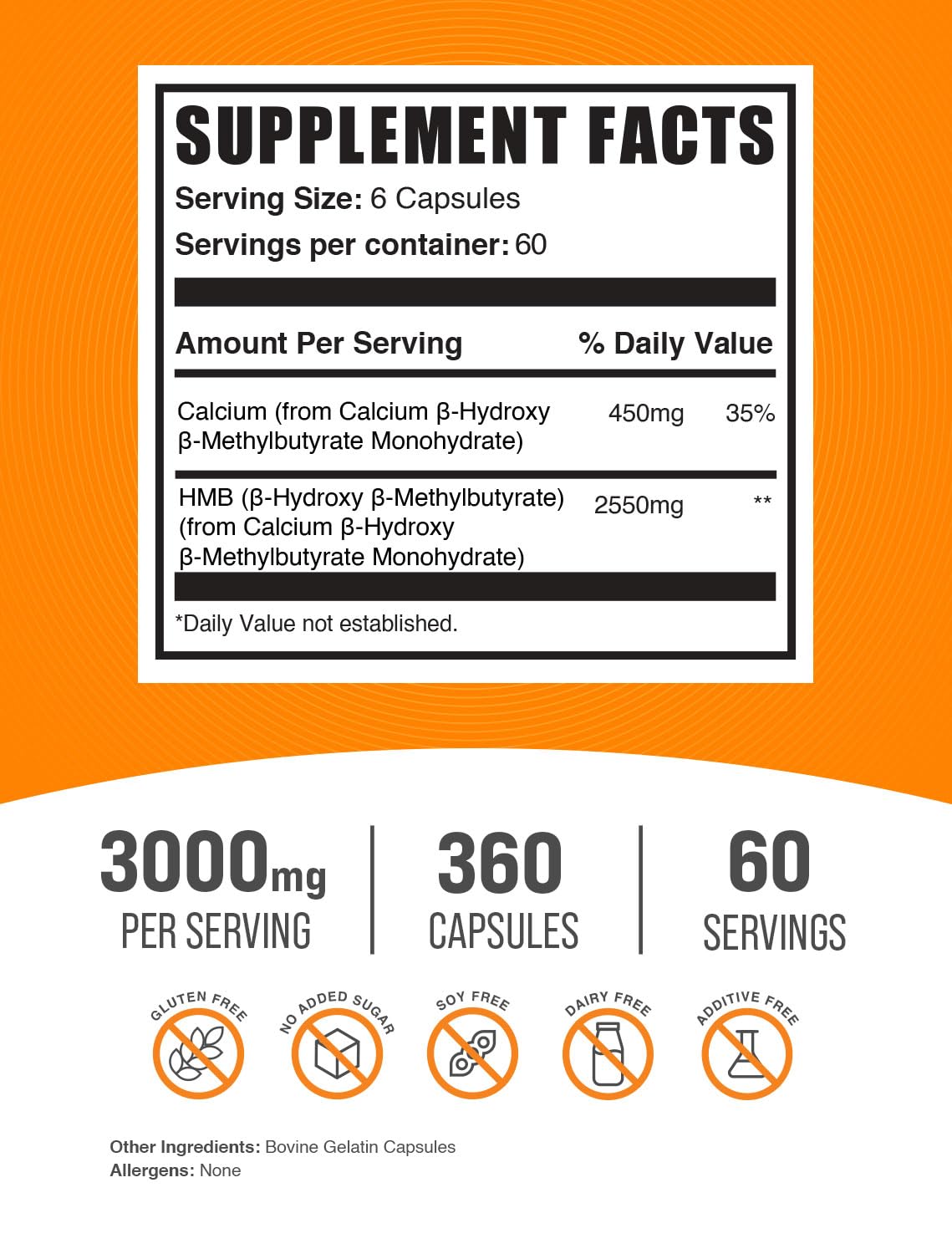 BulkSupplements primer plano de cápsulas de HMB que muestra textura y calidad